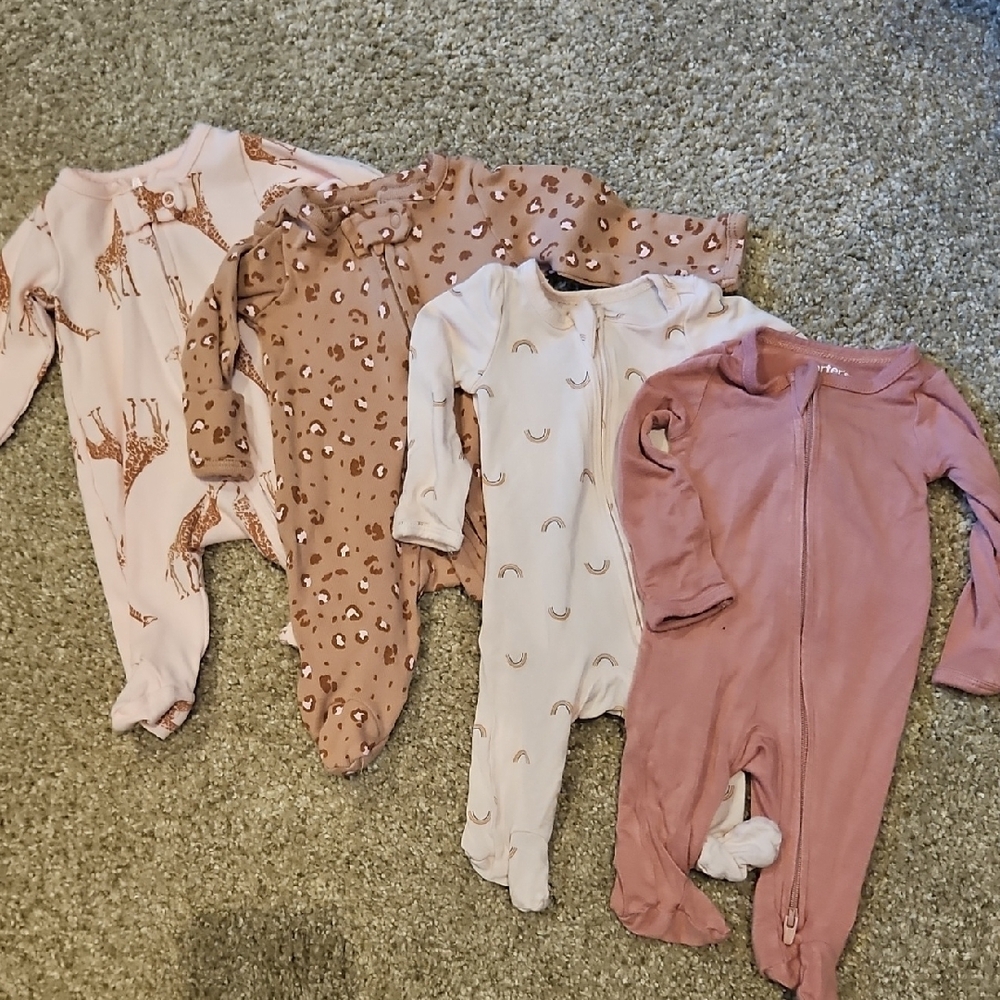 Carter's Pink and Brown Baby Footies Set